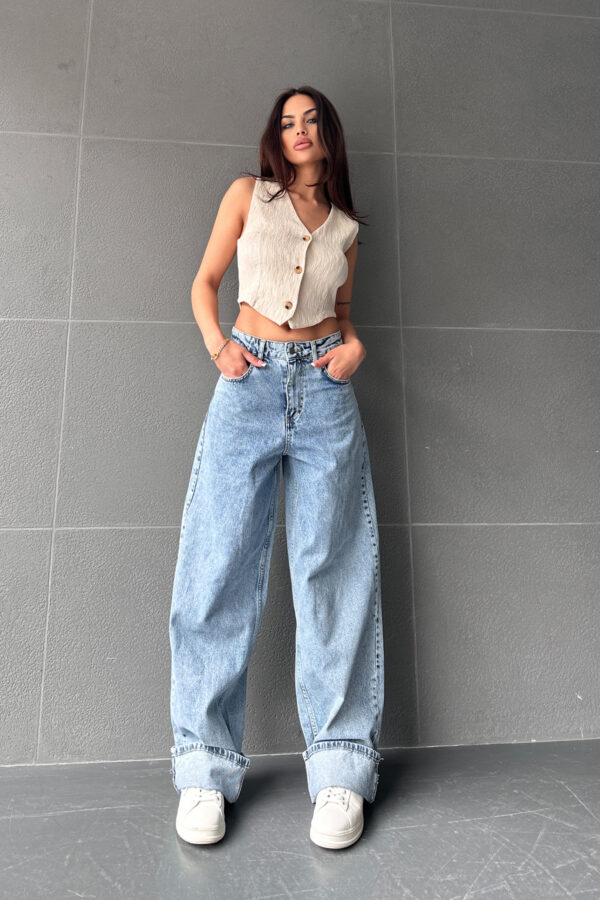 Jeans large taille haute