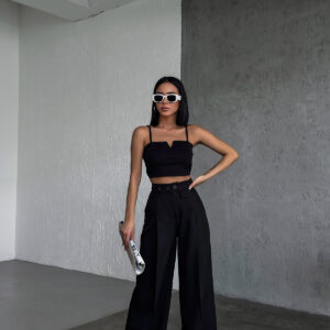 Pantalon noir taille haute